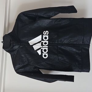 Adidas Kids Jacket Sz 7 Black With White Logo